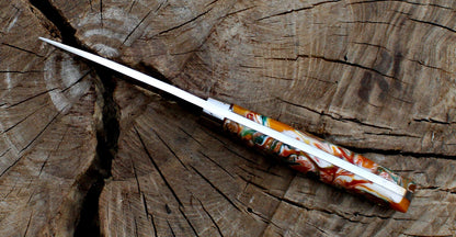 Custom Handmade Full Tang D2 Steel Skinner Knife | Hunting EDC Fixed Blade + Sheath