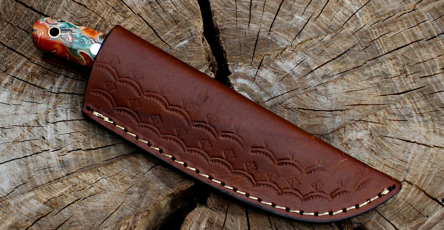 Custom Handmade Full Tang D2 Steel Skinner Knife | Hunting EDC Fixed Blade + Sheath