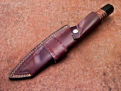 13" Handmade Damascus Steel Chef Knife – Hunting & Kitchen Knife with Natural Wood & Resin Handle
