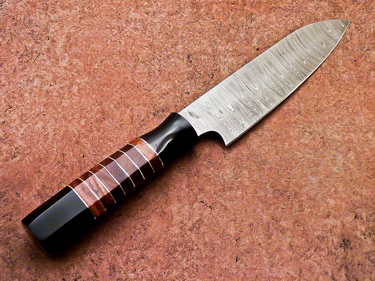 13" Handmade Damascus Steel Chef Knife – Hunting & Kitchen Knife with Natural Wood & Resin Handle