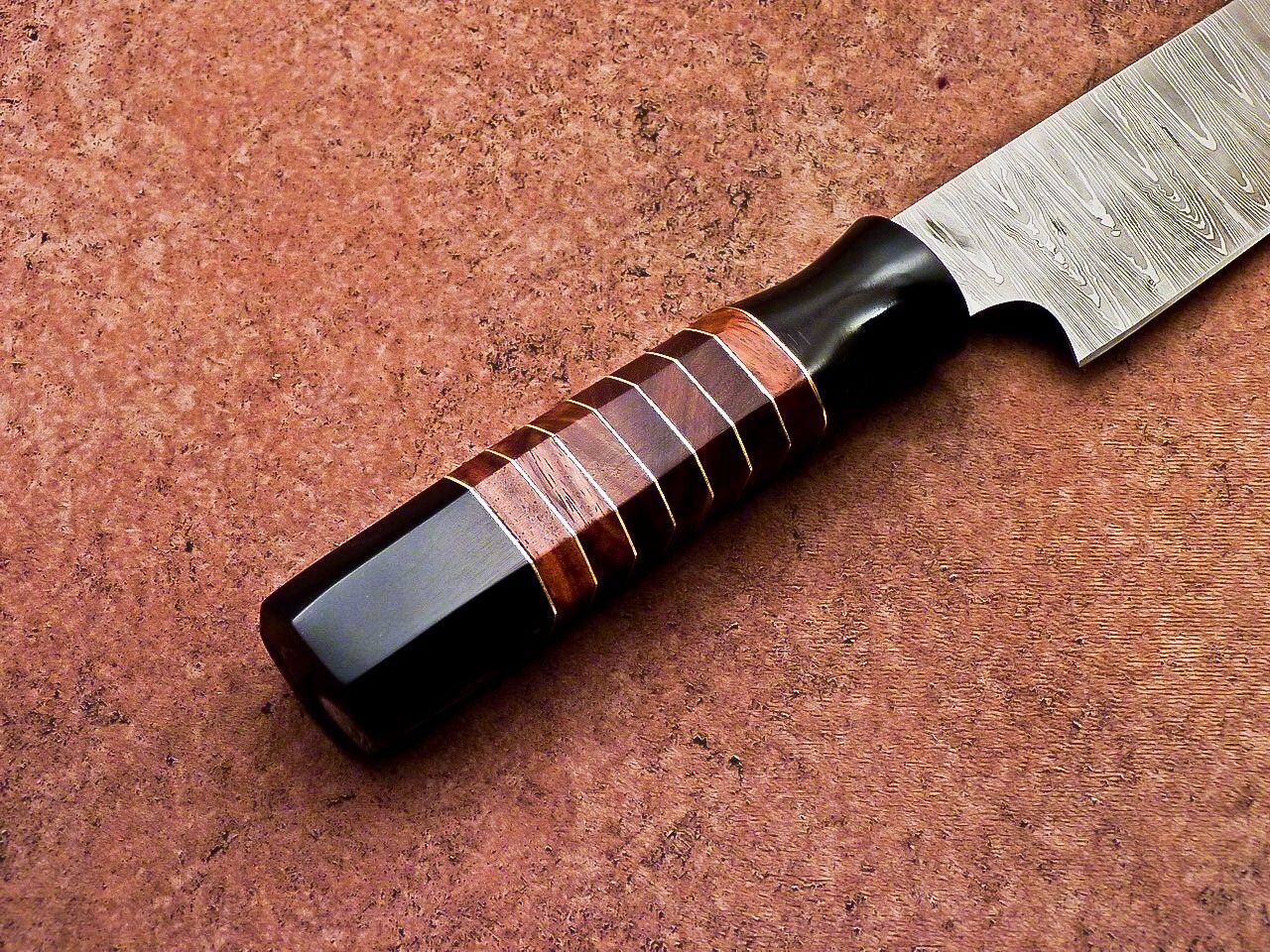 13" Handmade Damascus Steel Chef Knife – Hunting & Kitchen Knife with Natural Wood & Resin Handle