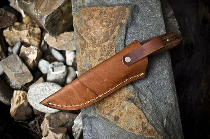 8.5" Hand Forged Skinner Knife | 440C Steel Blade | Walnut Wood Handle with Wooden Bolster