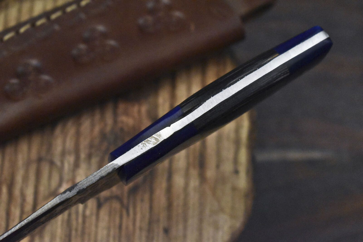 8" Handcrafted Rain Drop Damascus Skinner Knife Mixed Handle EDC Fixed Blade