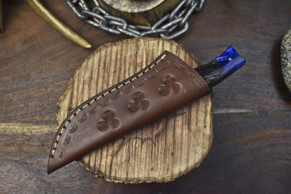 8" Handcrafted Rain Drop Damascus Skinner Knife Mixed Handle EDC Fixed Blade