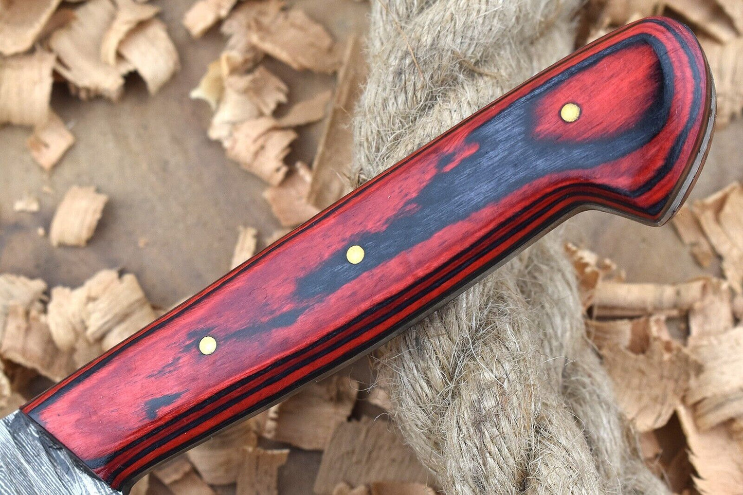 Custom Handmade Forged Damascus Steel Kitchen Chef Knife – Red & Black Dollar Thappa Handle