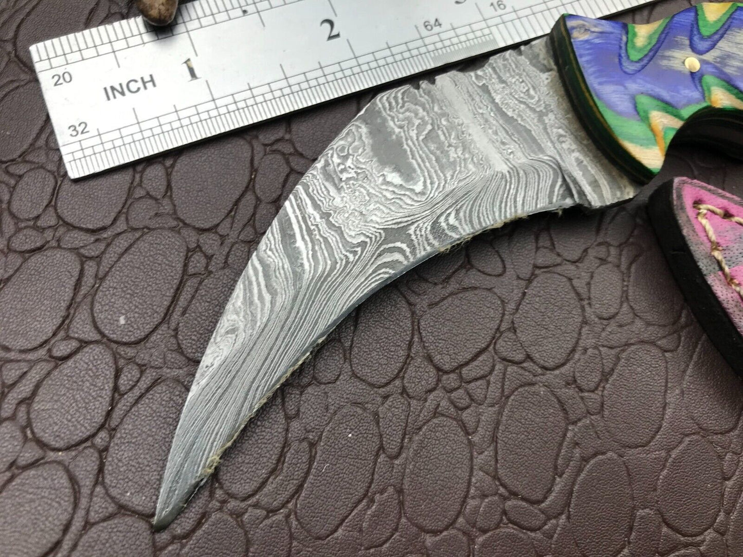 Handmade Damascus Karambit 8" Best Damascus Steel Karambit Knife with Wood Handle