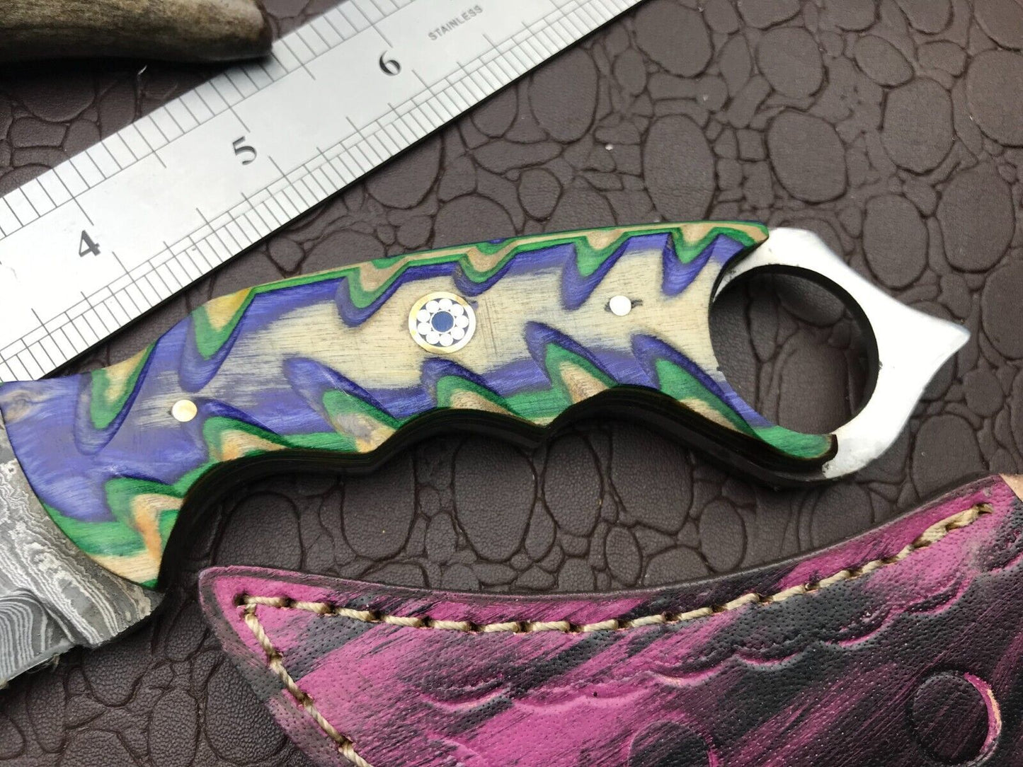 Handmade Damascus Karambit 8" Best Damascus Steel Karambit Knife with Wood Handle