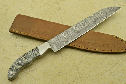 Custom Handmade Forged Damascus Steel Chef Kitchen Knife with Resin Handle – 14" Professional Chef Knife
