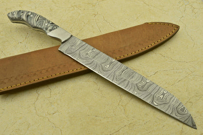 Custom Handmade Forged Damascus Steel Chef Kitchen Knife with Resin Handle – 14" Professional Chef Knife