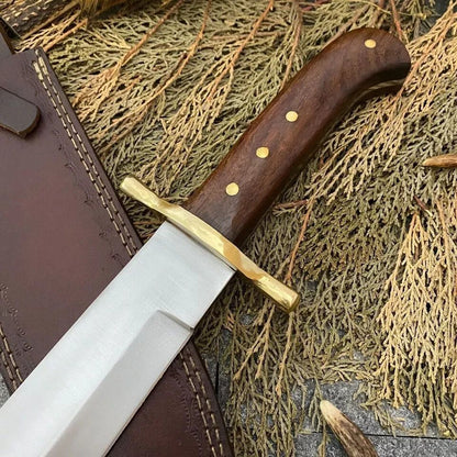 17" Custom Hand Forged D2 Steel Hunting Bowie Knife with 11" Blade & Leather Sheath