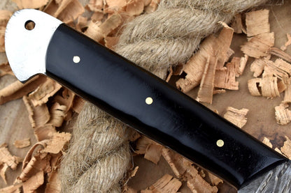 Handmade Forged Damascus Steel Kitchen Chef Knife with Black Resin Handle