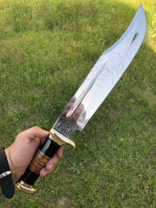 17" Handmade D2 Steel Hunting Survival Bowie Knife – Crocodile Dundee Style