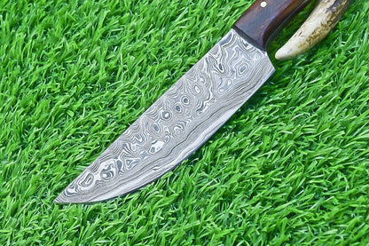 STUNNING HAND FORGED DAMASCUS STEEL BLADE KITCHEN CHEF KNIFE | CUSTOM HANDMADE KITCHEN KNIFE