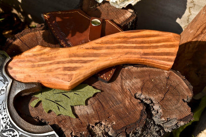 Handmade High Carbon Steel Etched Vikings Hatchet Axe – Olive Wood Handle