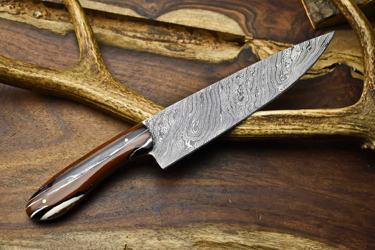 12" Handmade Damascus Steel Chef Knife – Full Tang Kitchen Knife, Forged Blade