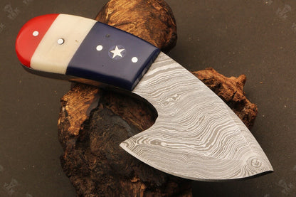 Heritage Forge Ridgeback Twist Damascus Bowie with Camel Bone and Wood Handle