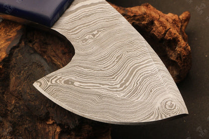 Heritage Forge Ridgeback Twist Damascus Bowie with Camel Bone and Wood Handle
