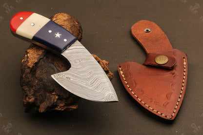 Heritage Forge Ridgeback Twist Damascus Bowie with Camel Bone and Wood Handle