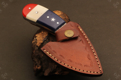 Heritage Forge Ridgeback Twist Damascus Bowie with Camel Bone and Wood Handle