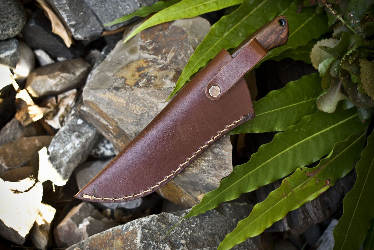 Custom Twist Damascus Skinner Knife Bone and Wood Handle – 8.5" Handmade Camping Hunting Knife