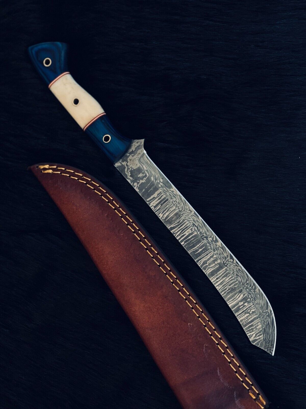 13" Custom Handmade Damascus Fillet Knife Damascus Steel Fillet Knife W/Sheath