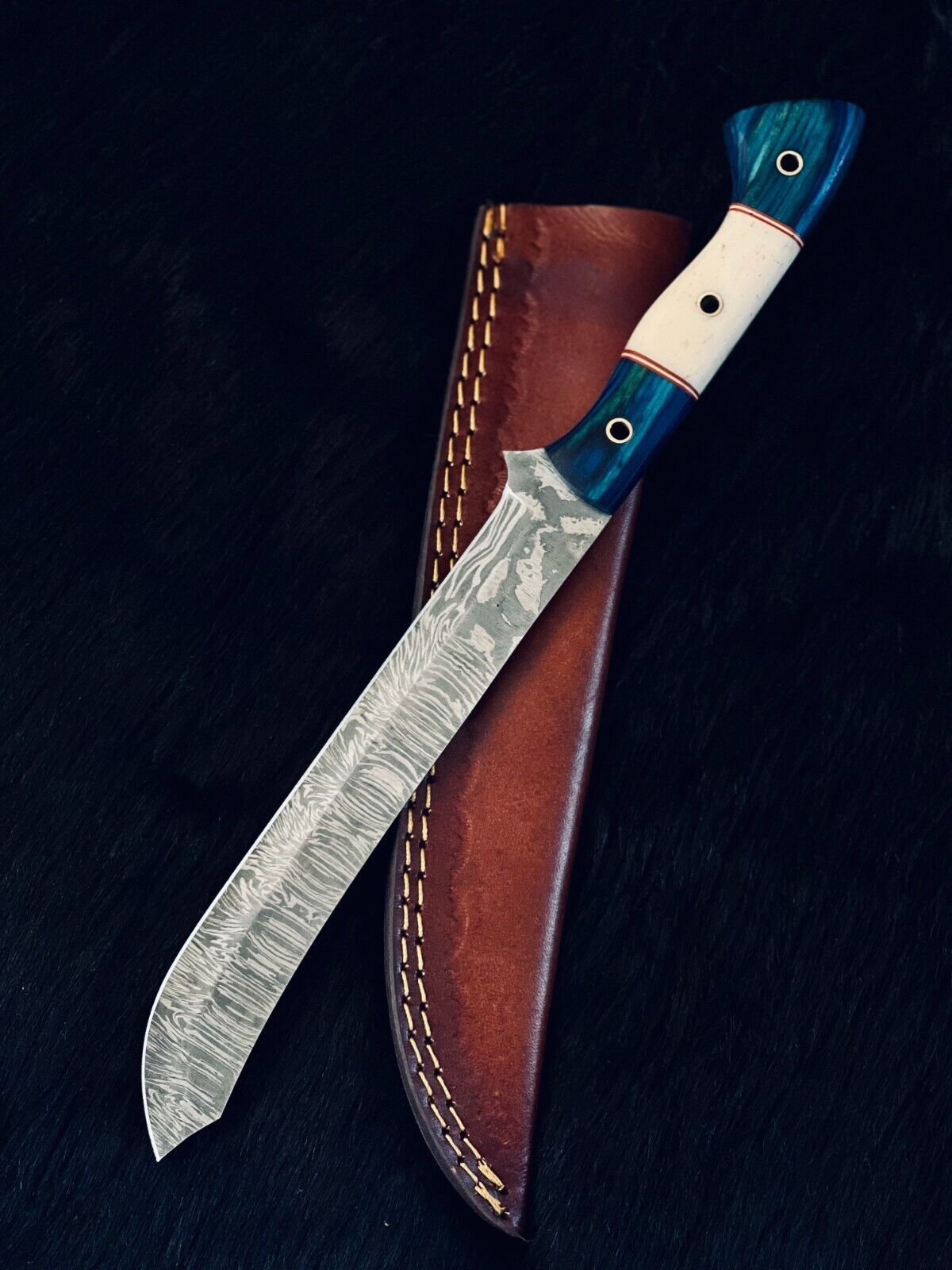 13" Custom Handmade Damascus Fillet Knife Damascus Steel Fillet Knife W/Sheath