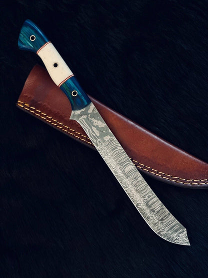 13" Custom Handmade Damascus Fillet Knife Damascus Steel Fillet Knife W/Sheath