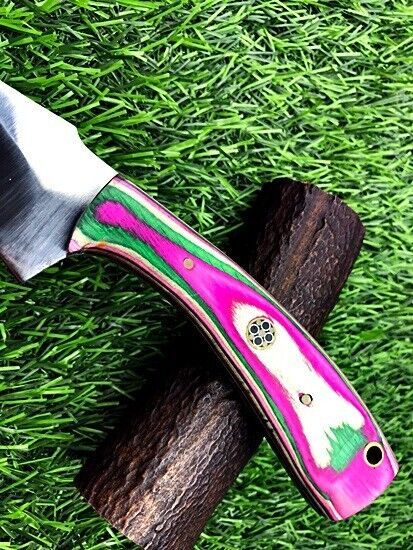 8" Handmade Stainless Steel Skinner Knife – Compact Hunting with Leather Sheath