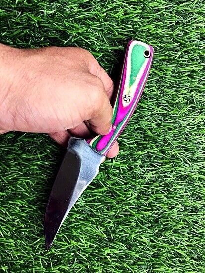 8" Handmade Stainless Steel Skinner Knife – Compact Hunting with Leather Sheath