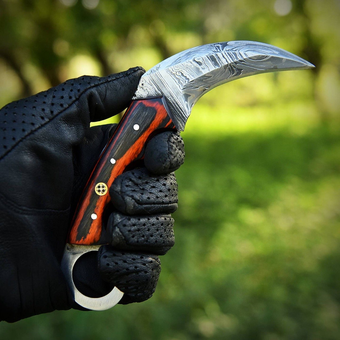 Handmade Damascus Karambit Knife Damascus Steel Knife with Wood Handle