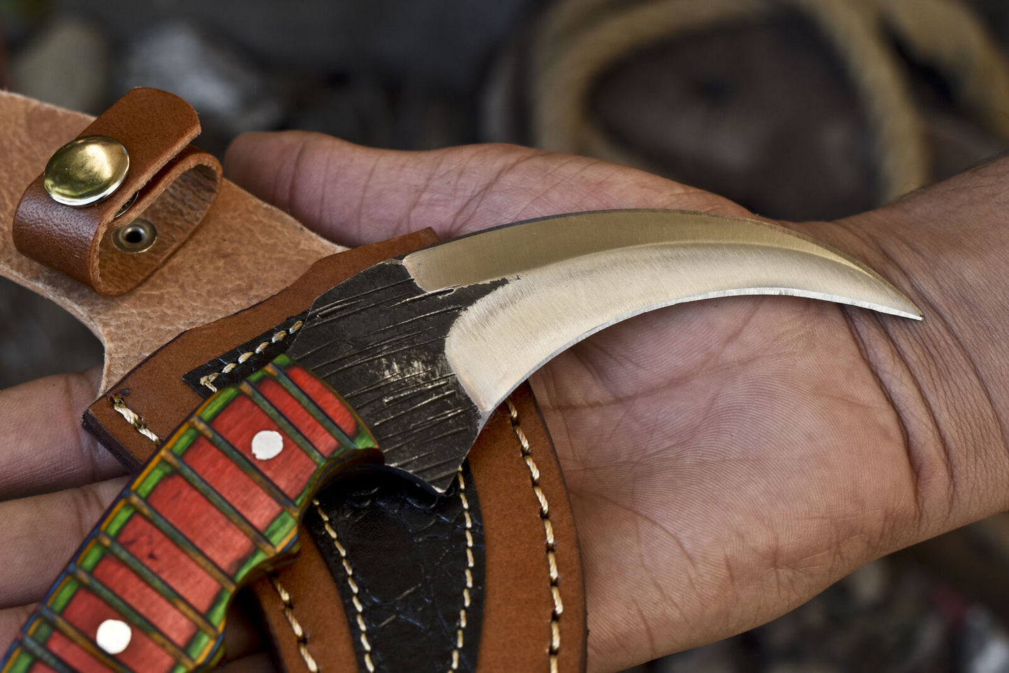 Custom Forged D2 Steel Karambit Knife 8" With Hard Wood Handle Best Karambit