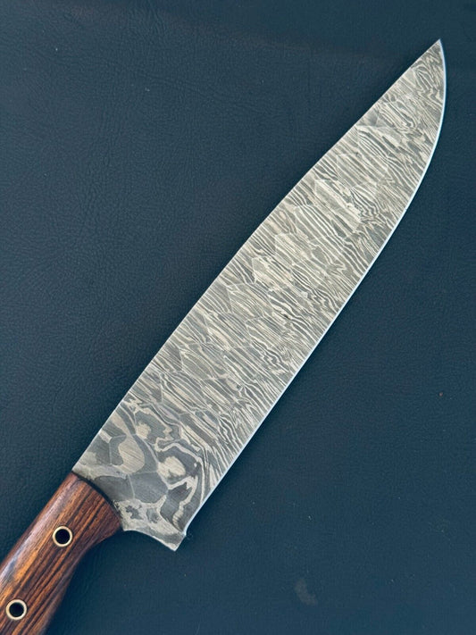13" Handmade Fire Storm Damascus Steel Chef Knife – Kitchen Fillet Knife with Wood & Bone Handle