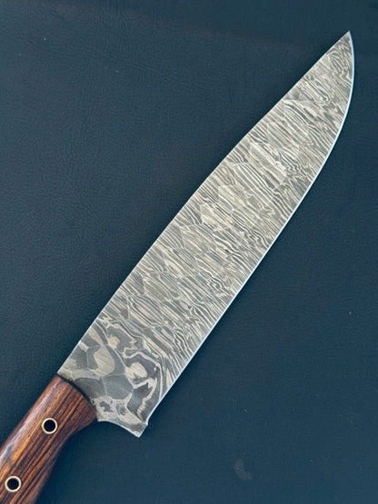 13" Handmade Fire Storm Damascus Steel Chef Knife – Kitchen Fillet Knife with Wood & Bone Handle