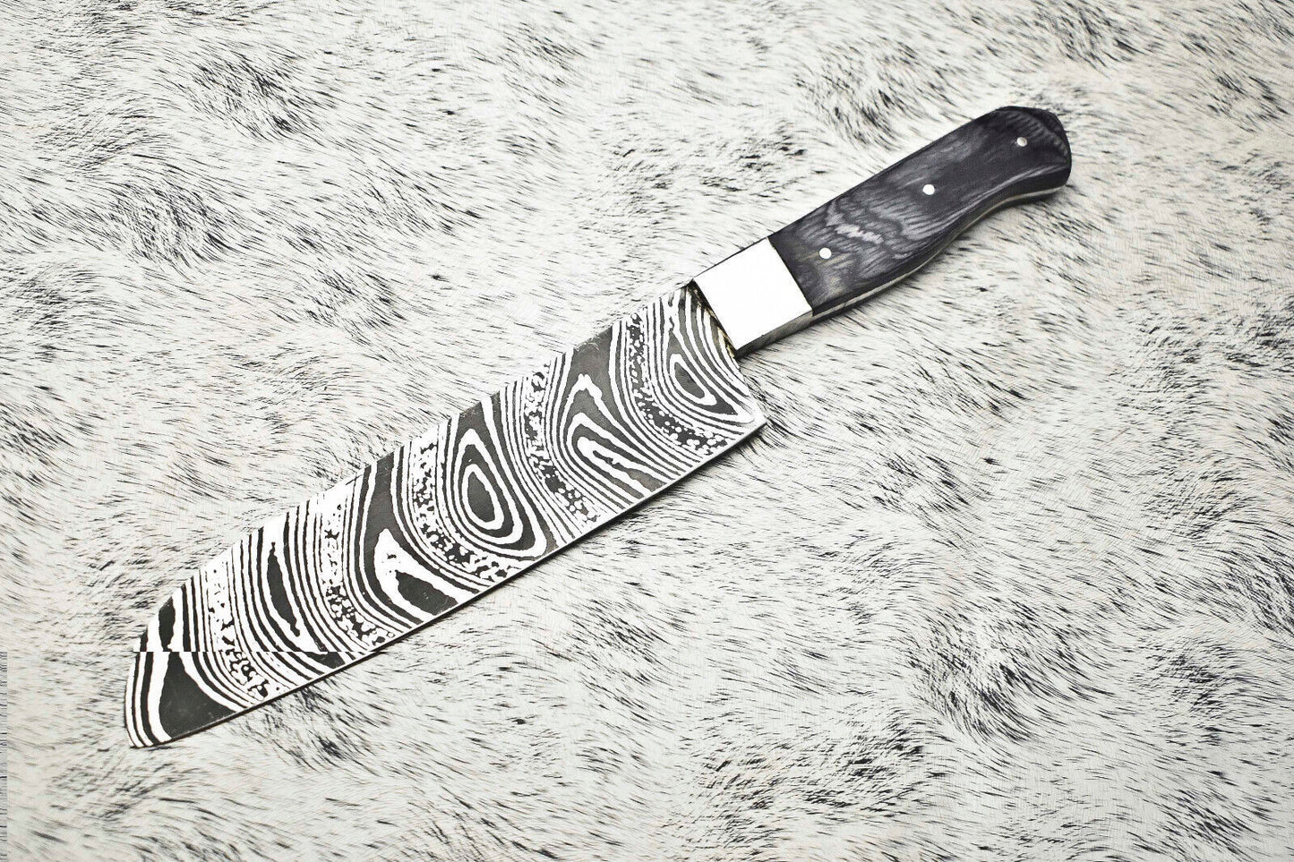 Salvation Handmade Damascus Steel Full Tang Kitchen Chef Knife – 12" Blade, Oil Tempered 58-60 HRC, Sharpened at 20°
