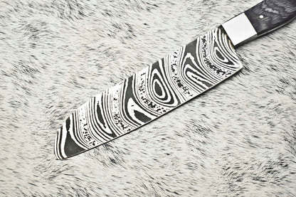 Salvation Handmade Damascus Steel Full Tang Kitchen Chef Knife – 12" Blade, Oil Tempered 58-60 HRC, Sharpened at 20°