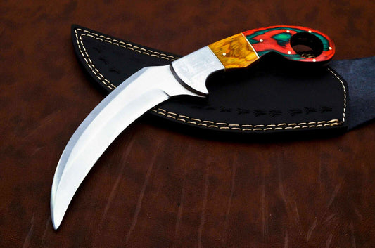 Best Karambit Custom D2 Karambit Knife 10" Pakka Wood Handle Karambit with Sheath