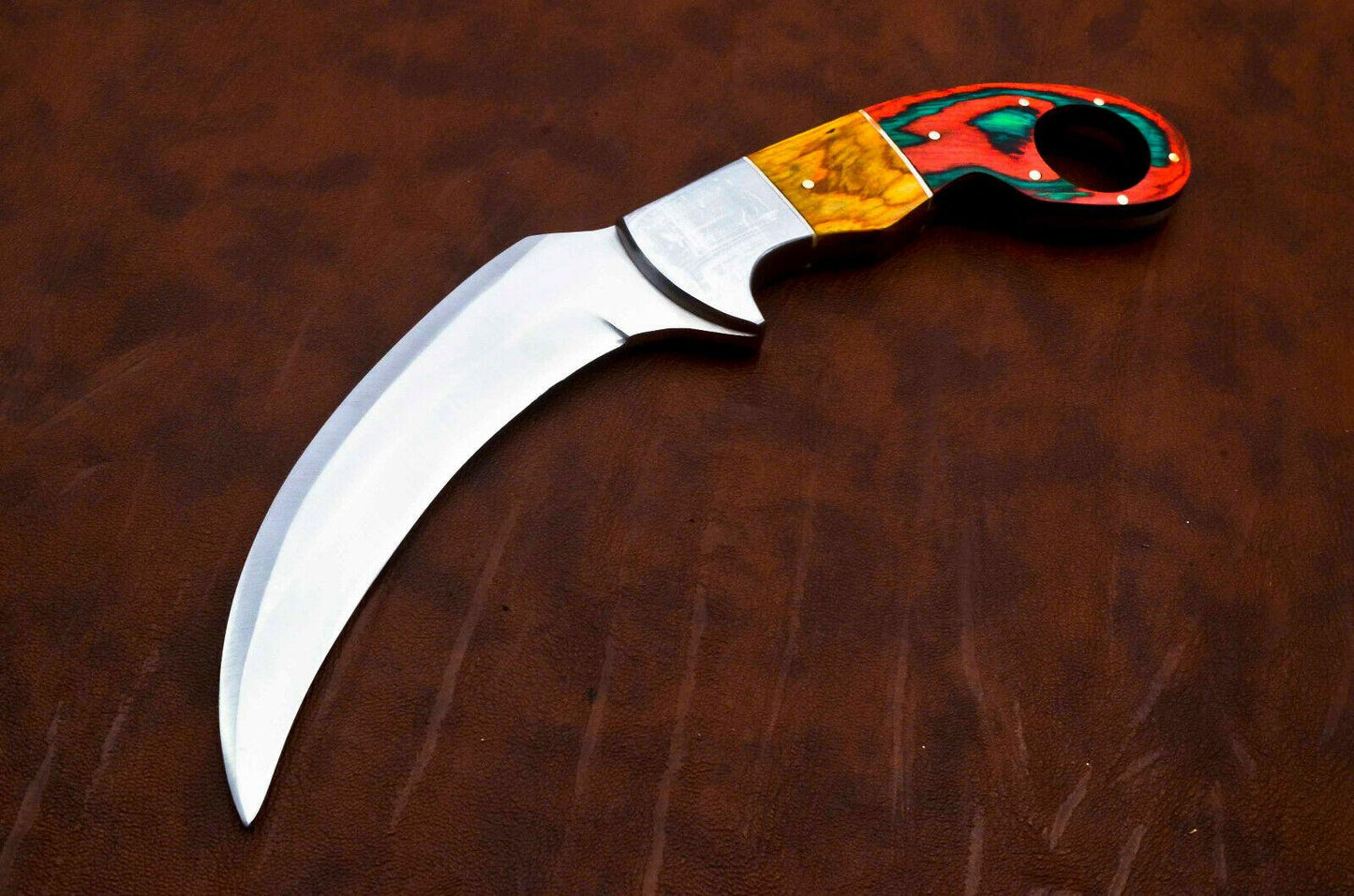 Best Karambit Custom D2 Karambit Knife 10" Pakka Wood Handle Karambit with Sheath