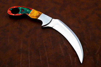 Best Karambit Custom D2 Karambit Knife 10" Pakka Wood Handle Karambit with Sheath