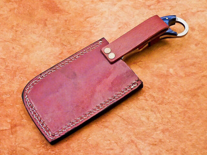 10" Handmade Damascus Steel Chef Chopper Cleaver – Camel Bone & Hardwood Handle, With Leather Sheath