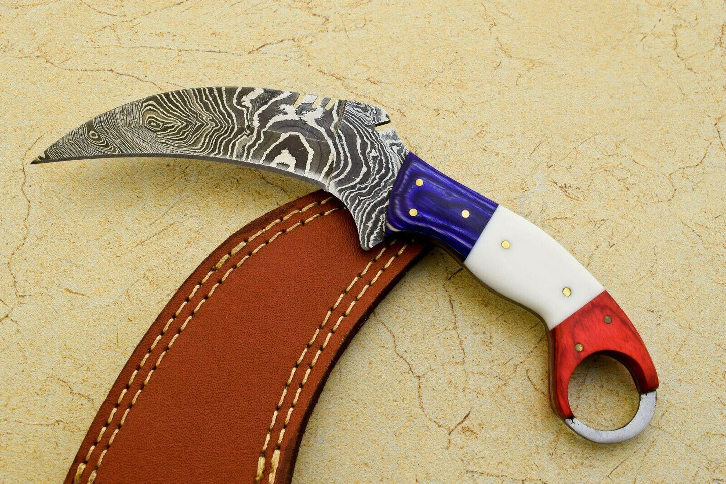 9" Handmade Best Karambit Best Karambit Damascus Steel Hunting Knife With Wood and Resin Handle