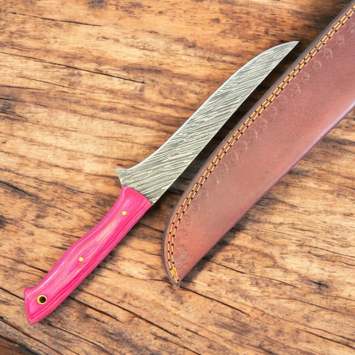 Custom Handmade Damascus Fillet Knife with Sheath 12" Premium Kitchen Use