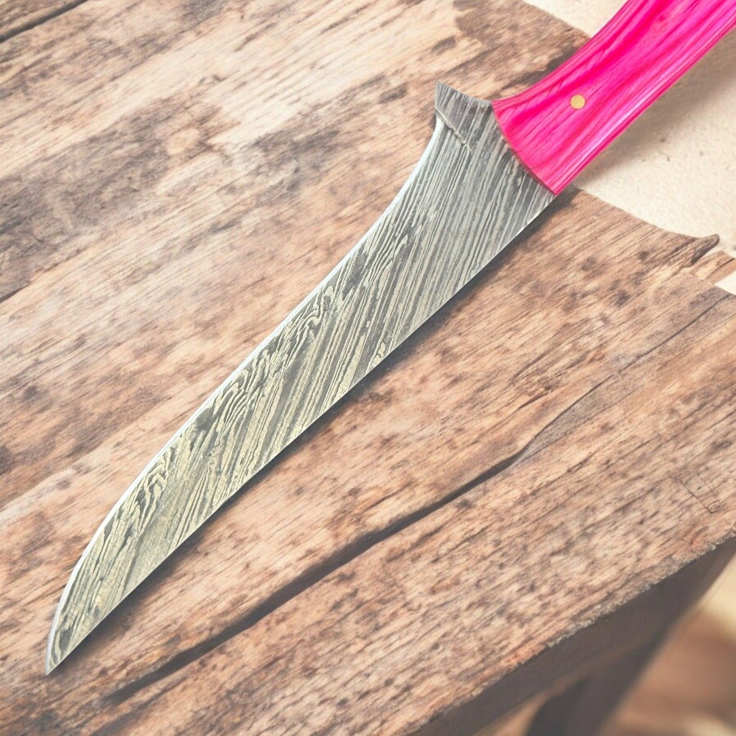 Custom Handmade Damascus Fillet Knife with Sheath 12" Premium Kitchen Use