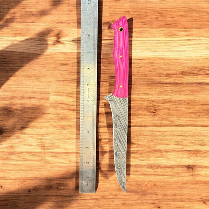 Custom Handmade Damascus Fillet Knife with Sheath 12" Premium Kitchen Use