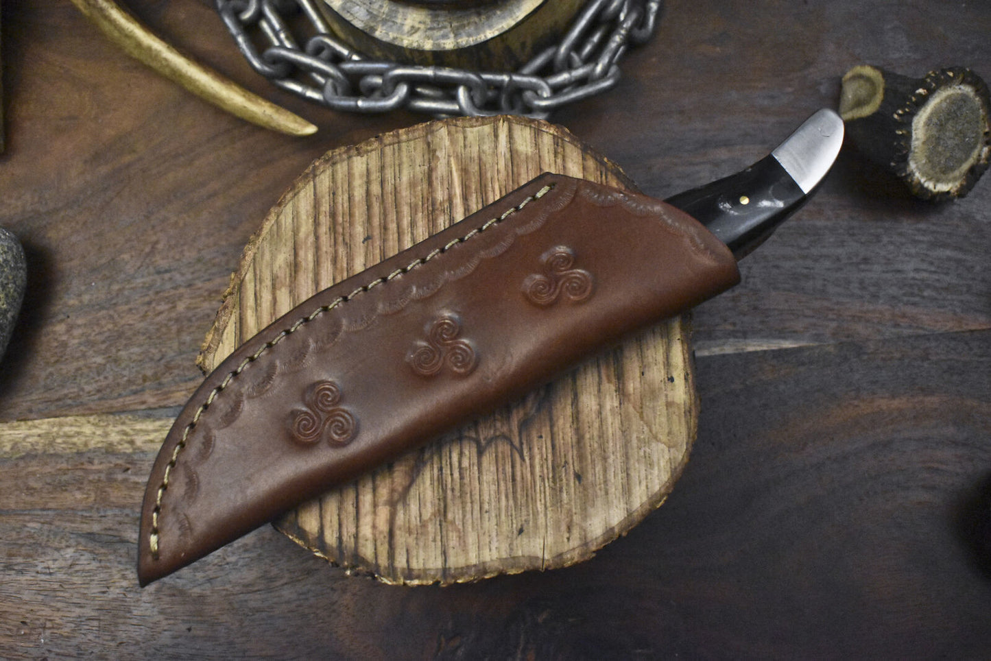 Custom 440C Steel Skinner Knife | Corian Handle & Steel Bolster | Unique Sports Knife