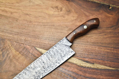 Custom Handmade Damascus Steel Chef Knife – Full Tang Forged Sport & Kitchen Blade