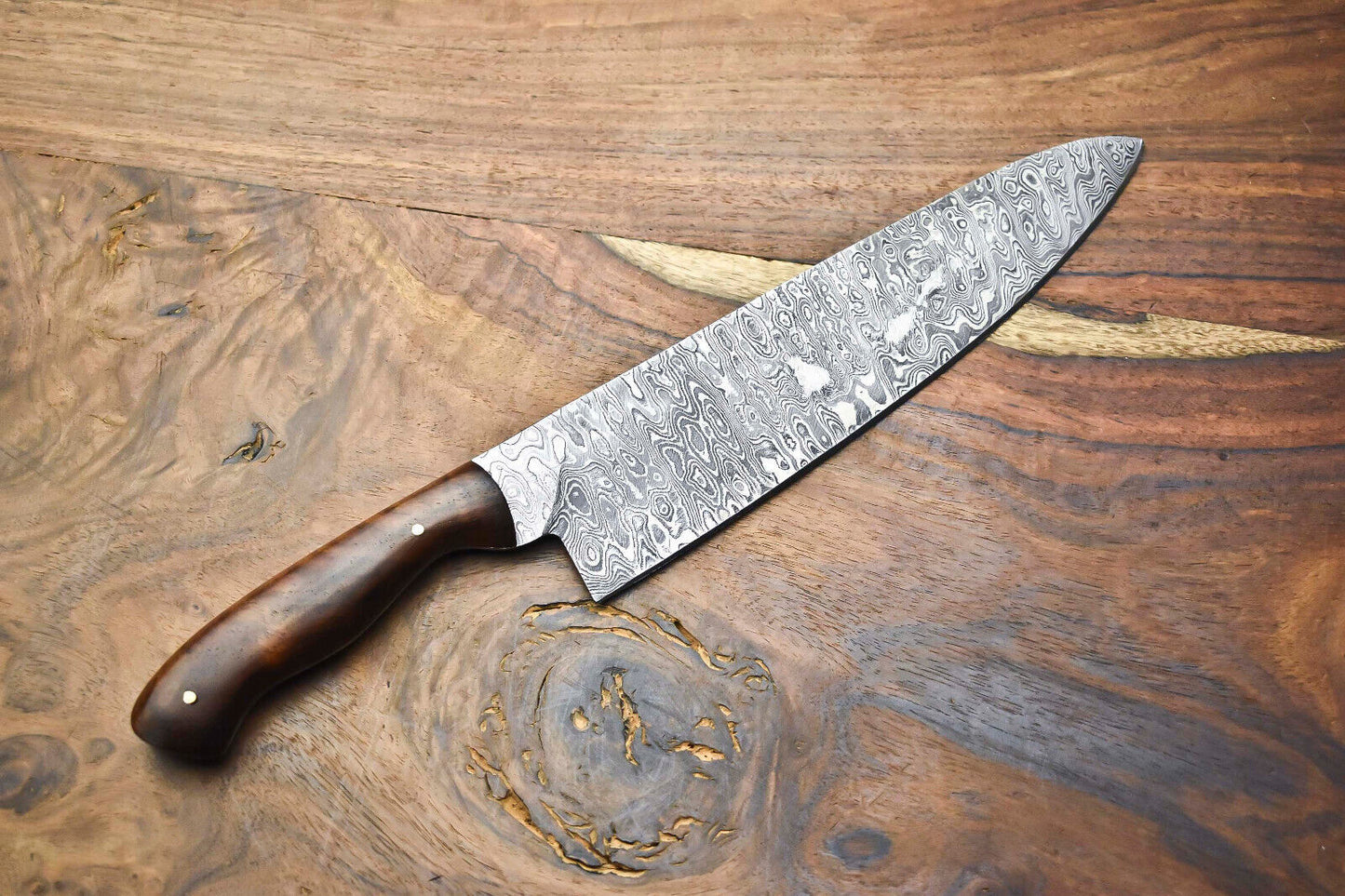 Custom Handmade Damascus Steel Chef Knife – Full Tang Forged Sport & Kitchen Blade