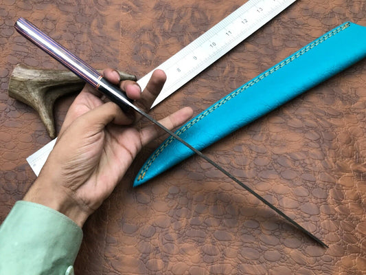 14" Hand Forged Damascus Fillet Knife Premium Damascus Steel Knife W/Sheath