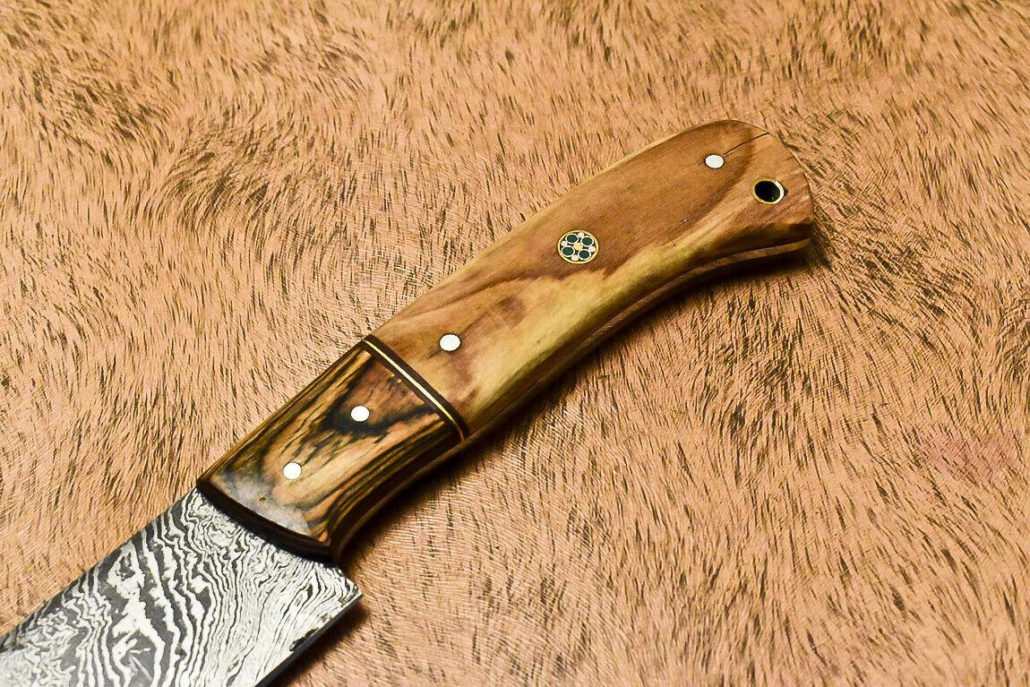 Custom Handmade Damascus Steel Olive Wood Hunting Chef Knife – 13" Full Tang