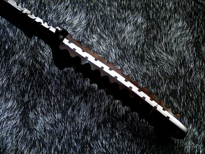 15 Inch Handmade Damascus Steel Bowie Knife with Resin Handle and Mosaic Pin