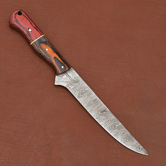 Exclusive Damascus Steel Chef Fillet Knife with Ergonomic Wooden Handle